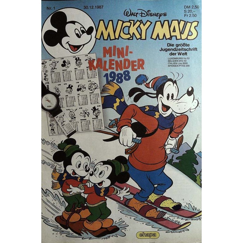 Micky Maus Nr. 1 / 30 Dezember 1987 - Mini Kalender 1988