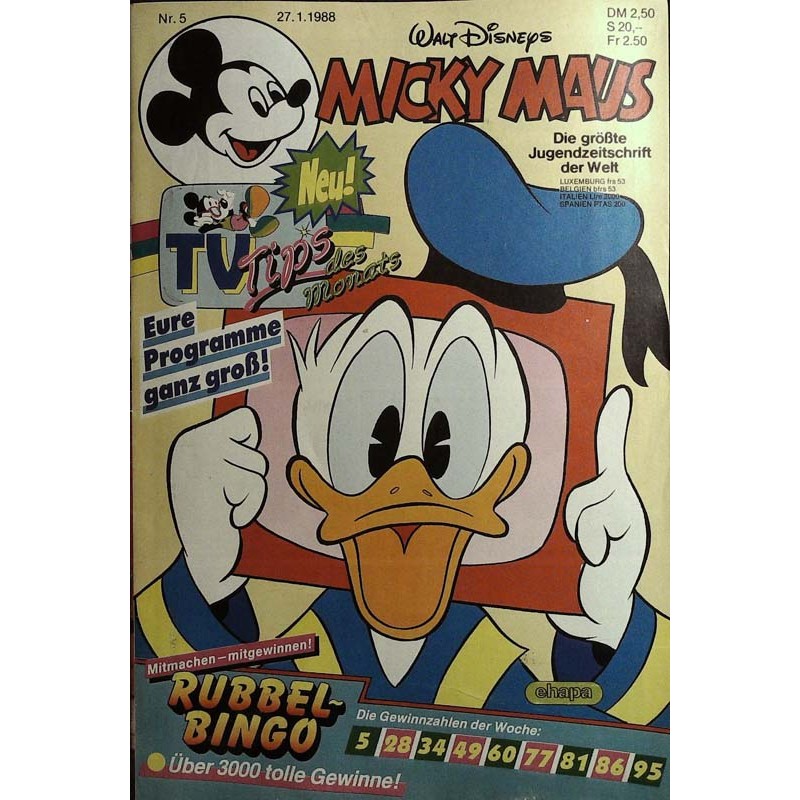 Micky Maus Nr. 5 / 27 Januar 1988 - TV Tips des Monats