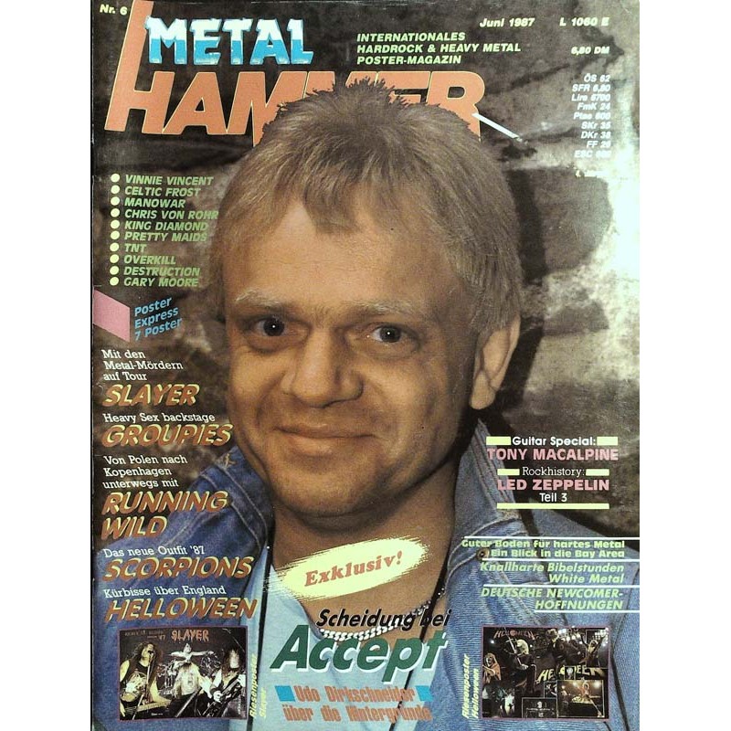 Metal Hammer Heft 7 Juni / 1987 - Udo Dirkschneider