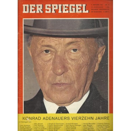 Der Spiegel Nr.41 / 9 Oktober 1963 - Konrad Adenauers 14 Jahre