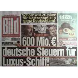 Bild Zeitung Freitag, 7 Januar 2022 - 600 Millionen Euro