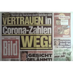 Bild Zeitung Montag, 3 Januar 2022 - Corona Zahlen