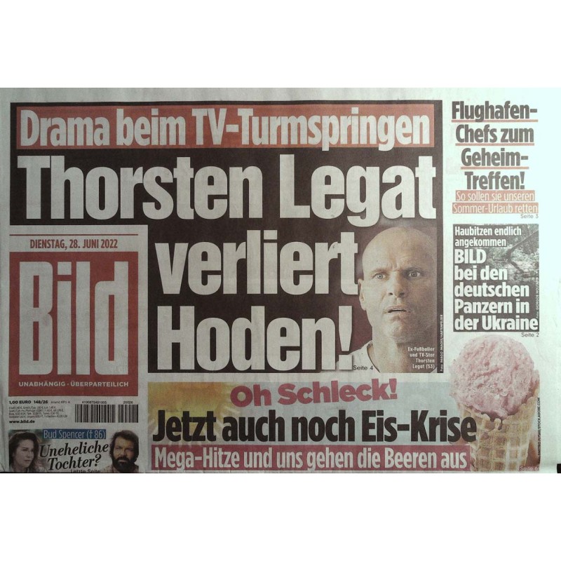 Bild Zeitung Dienstag, 28 Juni 2022 - Thorsten Legat