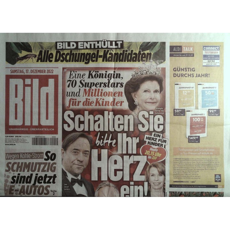 Bild Zeitung Samstag, 17 Dezember 2022 - Ein Herz für Kinder