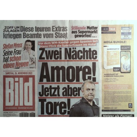 Bild Zeitung Samstag, 26 November 2022 - Hansi Flick