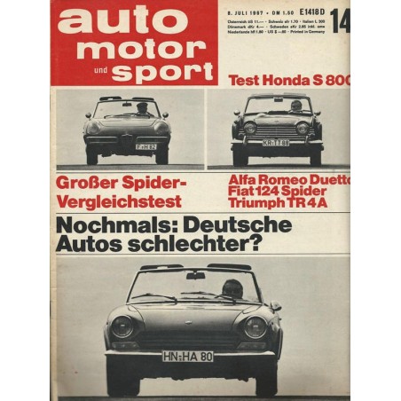 auto motor & sport Heft 14 / 8 Juli 1967 - Deutsche Autos schlechter?