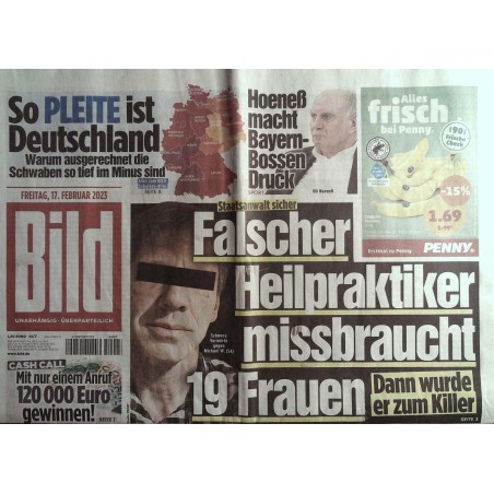 Bild Zeitung Freitag, 17 Februar 2023 - Falscher Heilpraktiker