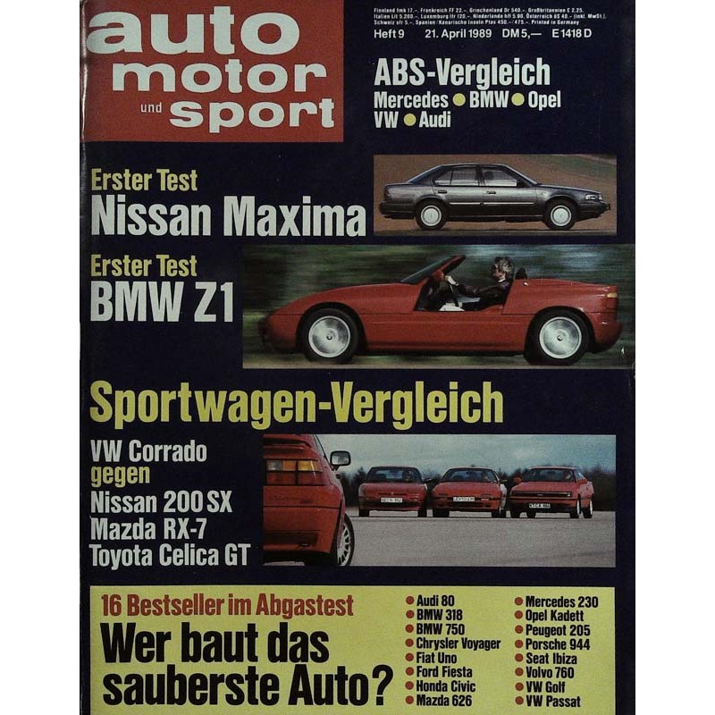 auto motor & sport Heft 9 / 21 April 1989 - Test BMW Z1