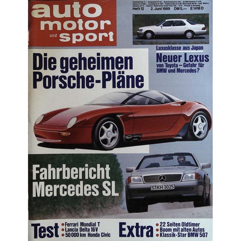 auto motor & sport Heft 12 / 2 Juni 1989 - Porsche Pläne Zeitschrift