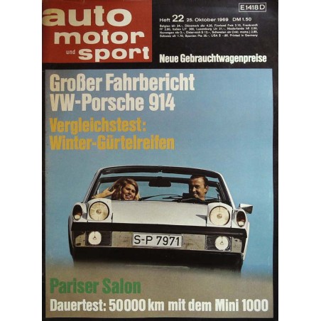 auto motor & sport Heft 22 / 25 Oktober 1969 - Porsche 914