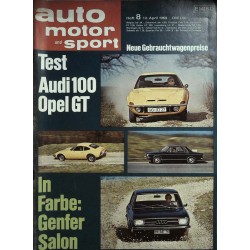 auto motor & sport Heft 8 / 12 April 1969 - Audi 100 und Opel GT
