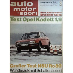 auto motor & sport Heft 3 / 3 Februar 1968 - Opel Kadett 1,9