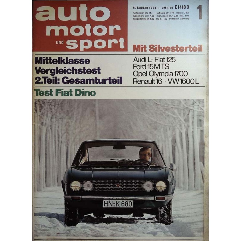 auto motor & sport Heft 1 / 6 Januar 1968 - Fiat Dino