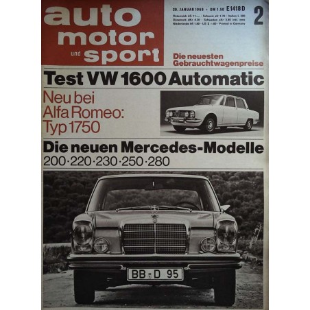 auto motor & sport Heft 2 / 20 Januar 1968 - Mercedes Modelle