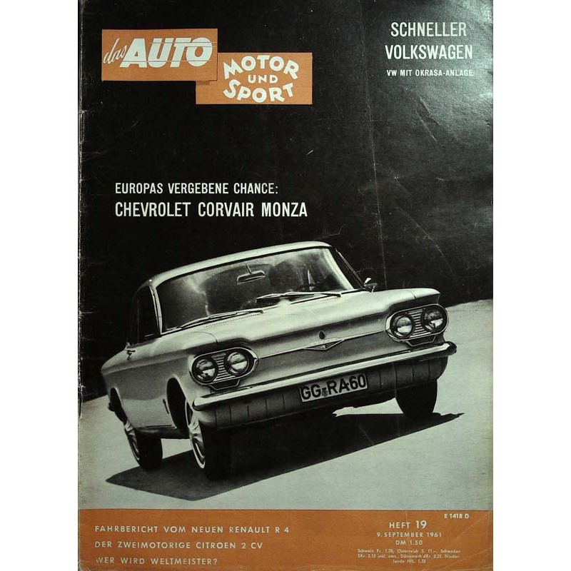 auto motor & sport Heft 19 / 9 September 1961 - Chevrolet