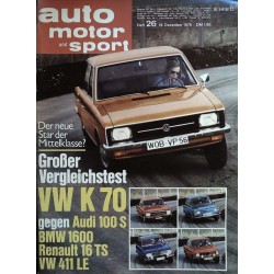 auto motor & sport Heft 26 / 19 Dezember 1970 - VW K 70