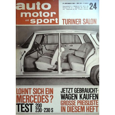 auto motor & sport Heft 24 / 27 November 1965 - Test Mercedes