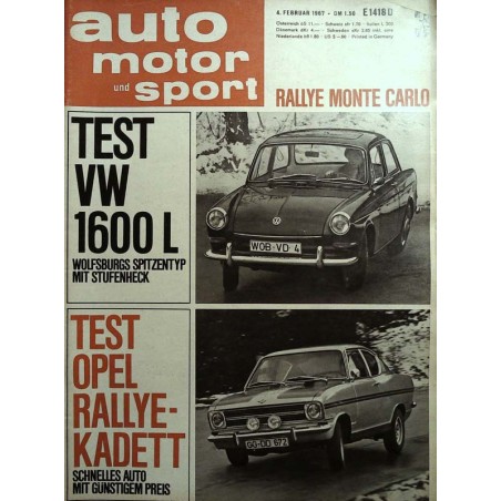 auto motor & sport Heft 3 / 4 Februar 1967 - VW 1600 L