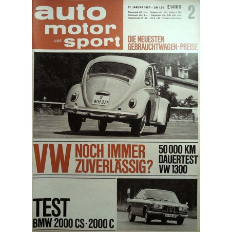 auto motor & sport Heft 2 / 21 Januar 1967 - VW 1300