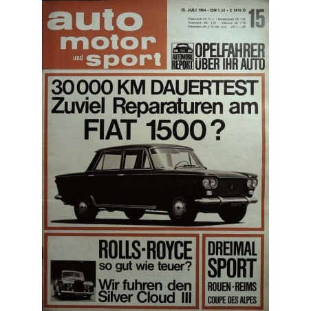 auto motor & sport Heft 15 / 25 Juli 1964 - Fiat 1500