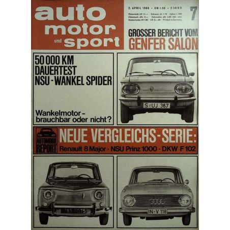 auto motor & sport Heft 7 / 2 April 1966 - Neue Vergleichs-Serie