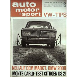 auto motor & sport Heft 3 / 5 Februar 1966 - BMW 2000