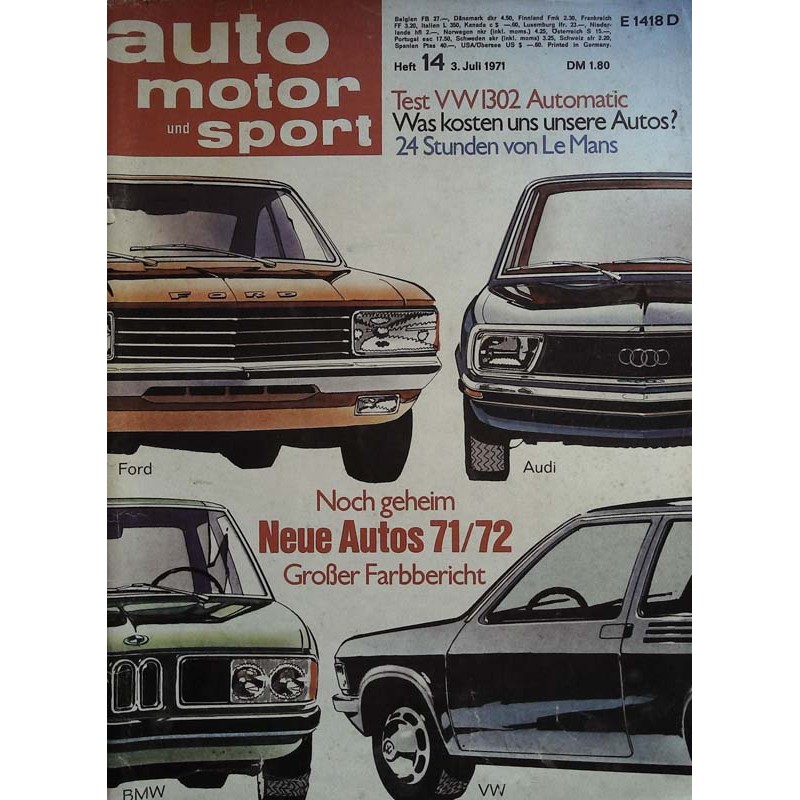 auto motor & sport Heft 14 / 3 Juli 1971 - Neue Autos