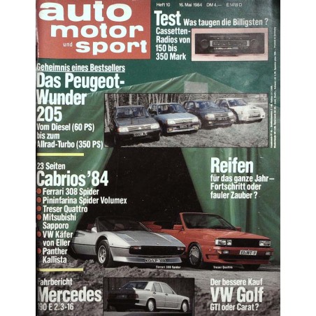 auto motor & sport Heft 10 / 16 Mai 1984 - Cabrios