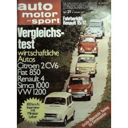 auto motor & sport Heft 21 / 9 Oktober 1971 - Vergleichstest