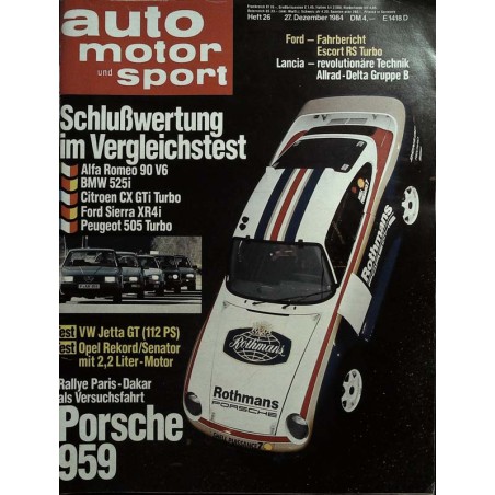 auto motor & sport Heft 26 / 27 Dezember 1984 - Porsche 959