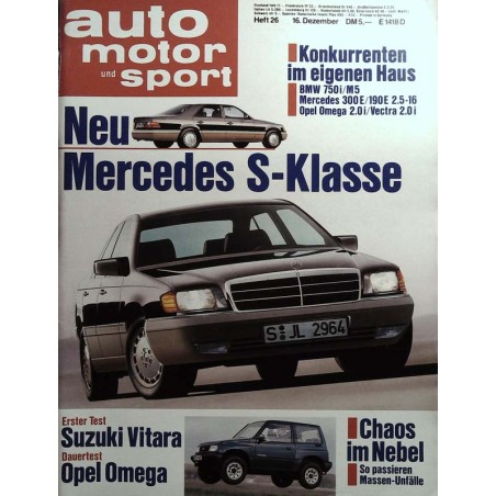 auto motor & sport Heft 26 / 16 Dezember 1988 - Mercedes S-Klasse