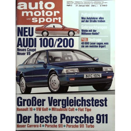 auto motor & sport Heft 3 / 27 Januar 1989 - Audi 100/200