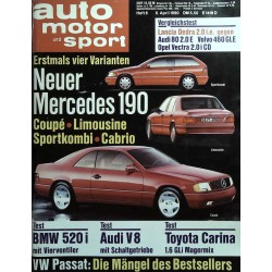 auto motor & sport Heft 8 / 6 April 1990 - Neuer Mercedes 190