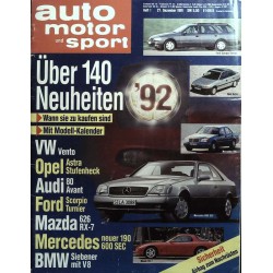 auto motor & sport Heft 1 / 27 Dezember 1991 - Neuheiten