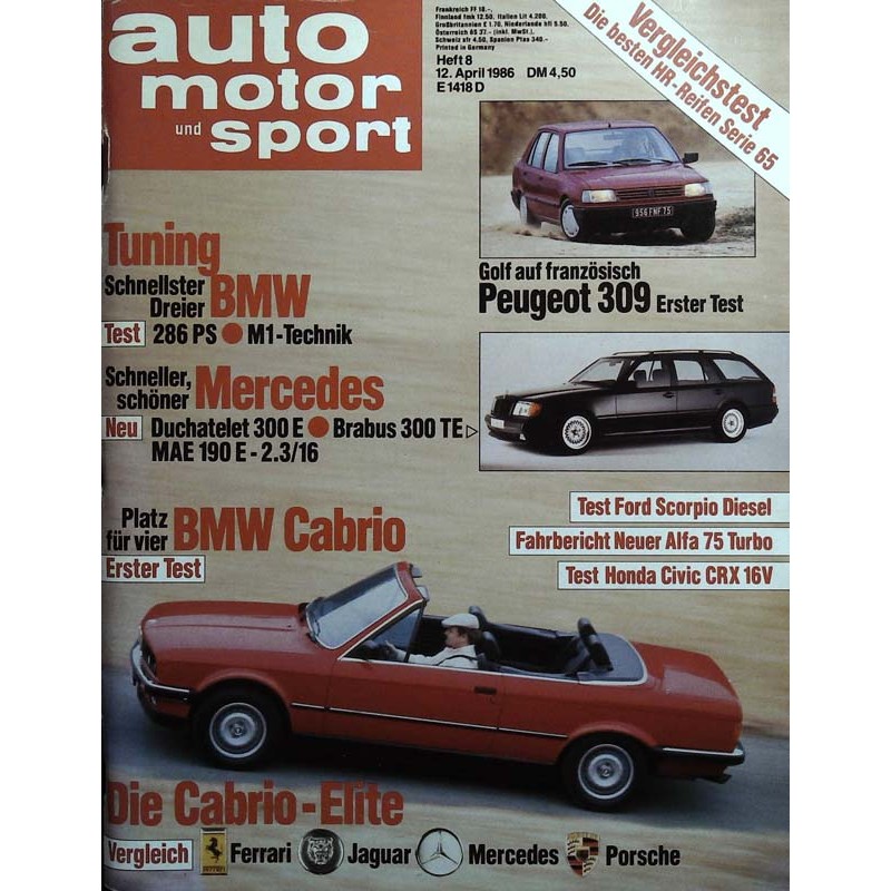 auto motor & sport Heft 8 / 12 April 1986 - BMW Cabrio