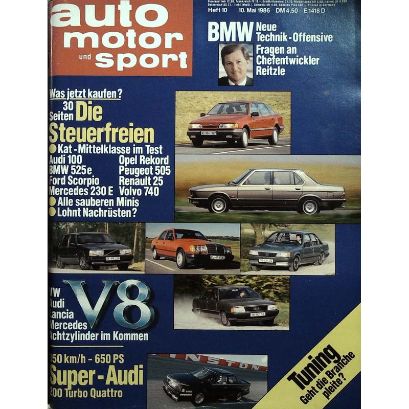 auto motor & sport Heft 10 / 10 Mai 1986 - Audi 200 Turbo