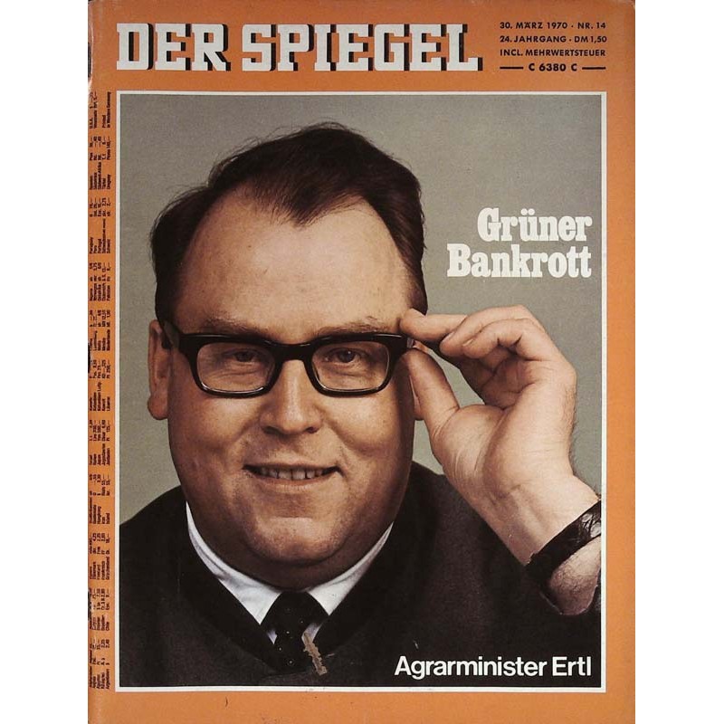 Der Spiegel Nr.14 / 30 März 1970 - Agraminister Ertl