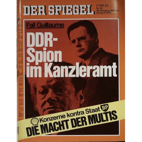 Der Spiegel Nr.18 / 29 April 1974 - DDR Spion im Kanzleramt
