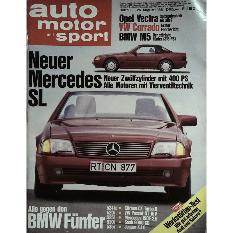 auto motor & sport Heft 18 / 26 August 1988 - Neuer Mercedes SL