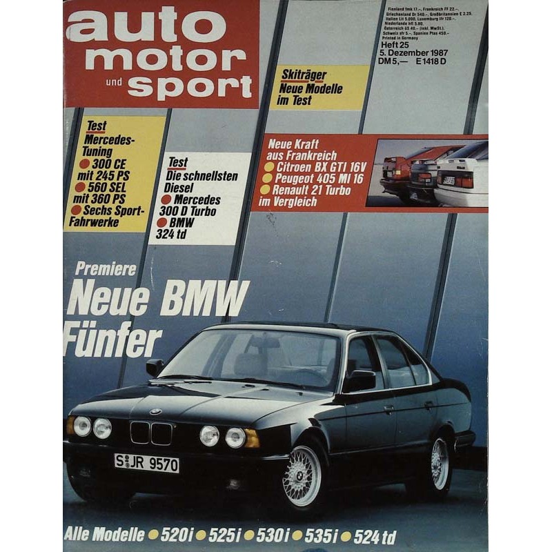 auto motor & sport Heft 25 / 5 Dezember 1987 - BMW Fünfer