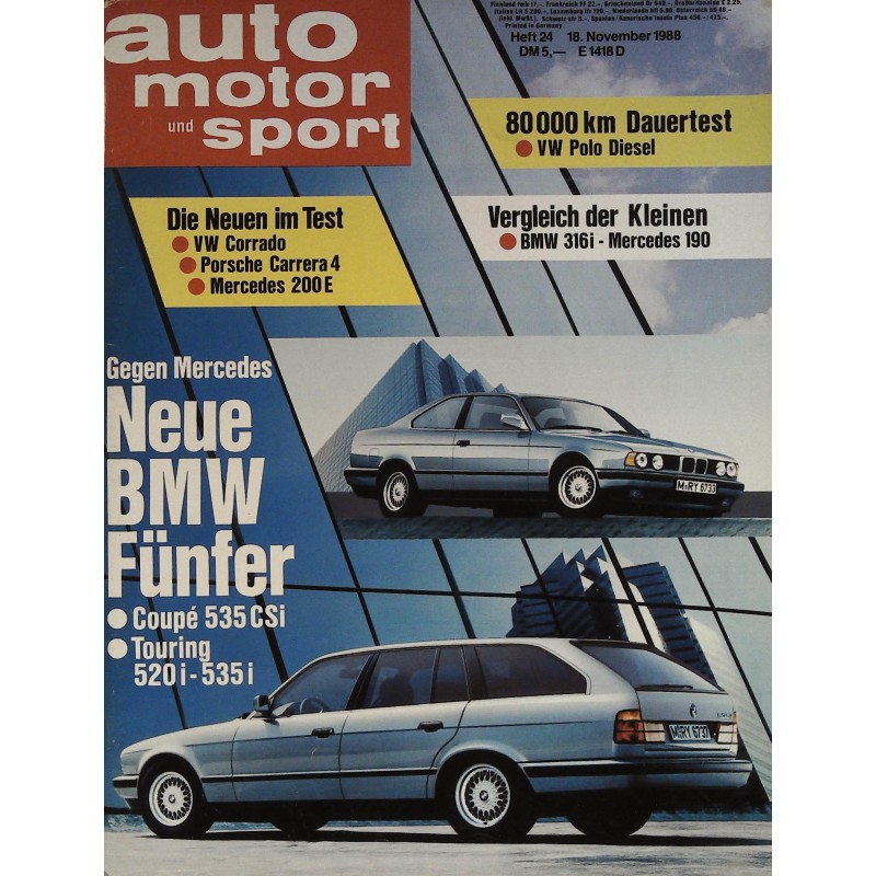 auto motor & sport Heft 24 / 18 November 1988 - BMW Fünfer