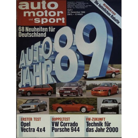 auto motor & sport Heft 1 / 30 Dezember 1988 - Autojahr 1989