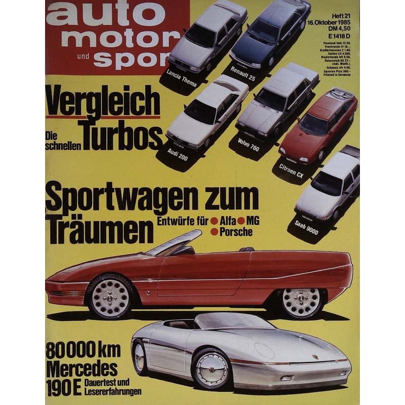 auto motor & sport Heft 21 / 16 Oktober 1985 - Sportwagen