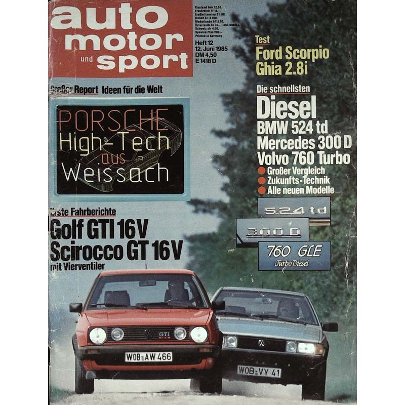 auto motor & sport Heft 12 / 12 Juni 1985 - Golf und Scirocco