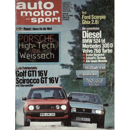 auto motor & sport Heft 12 / 12 Juni 1985 - Golf und Scirocco