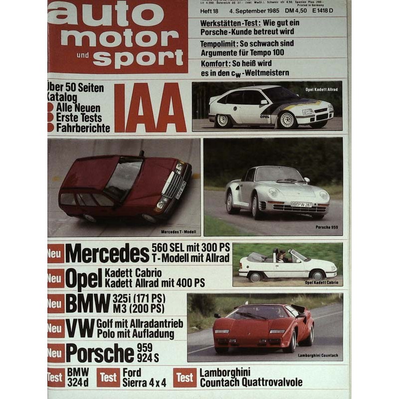 auto motor & sport Heft 18 / 4 September 1985 - IAA