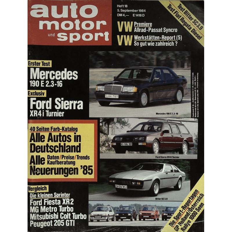 auto motor & sport Heft 18 / 5 September 1984 - Kleine Sprinter