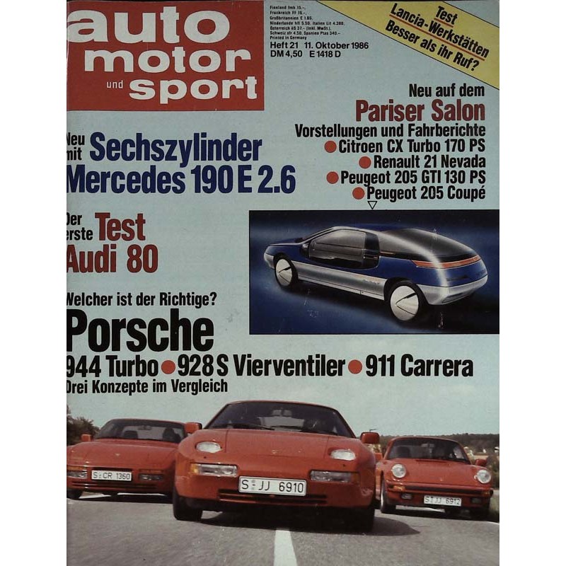 auto motor & sport Heft 21 / 11 Oktober 1986 - Porsche