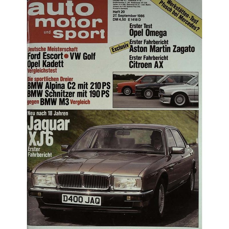 auto motor & sport Heft 20 / 27 September 1986 - Jaguar XJ6