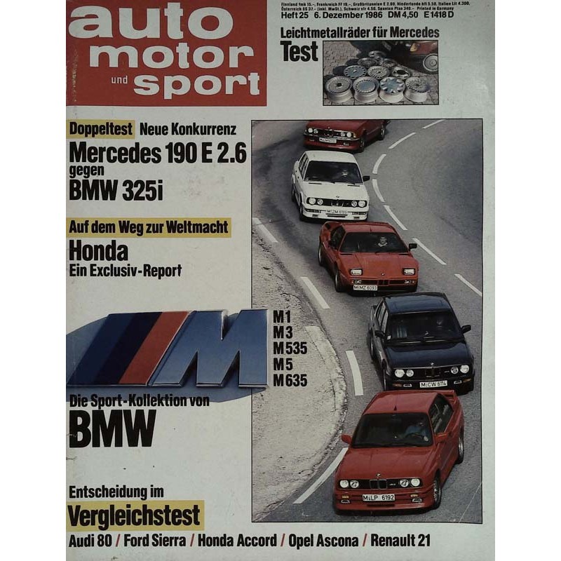 auto motor & sport Heft 25 / 6 Dezember 1986 - BMW Sport